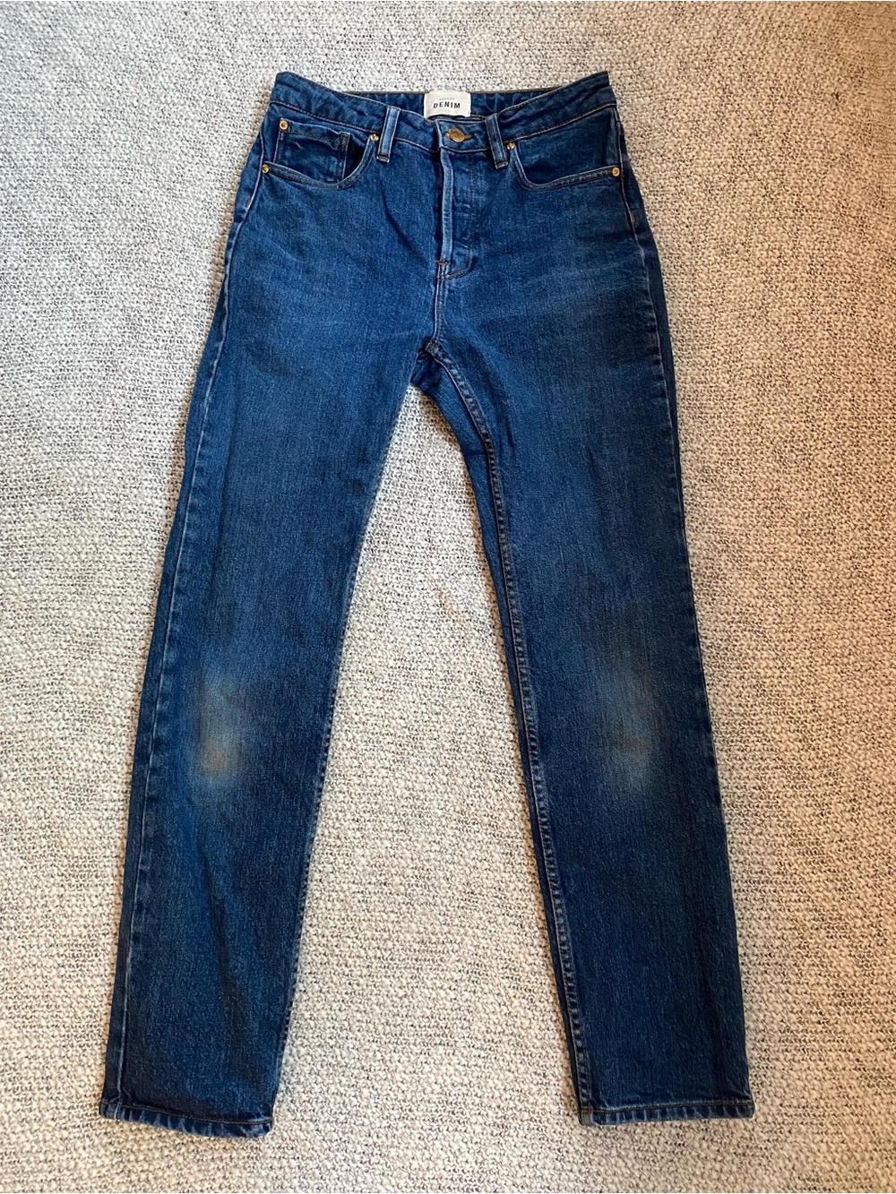 Sezane Brut Sexy Blue Rigid Organic Cotton Button Fly Denim Jeans Size 26